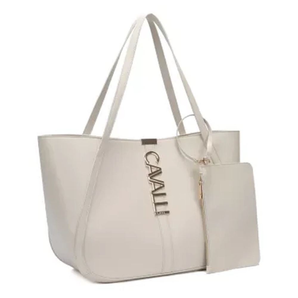 Cavalli Class Elegant Cream Tote Bag